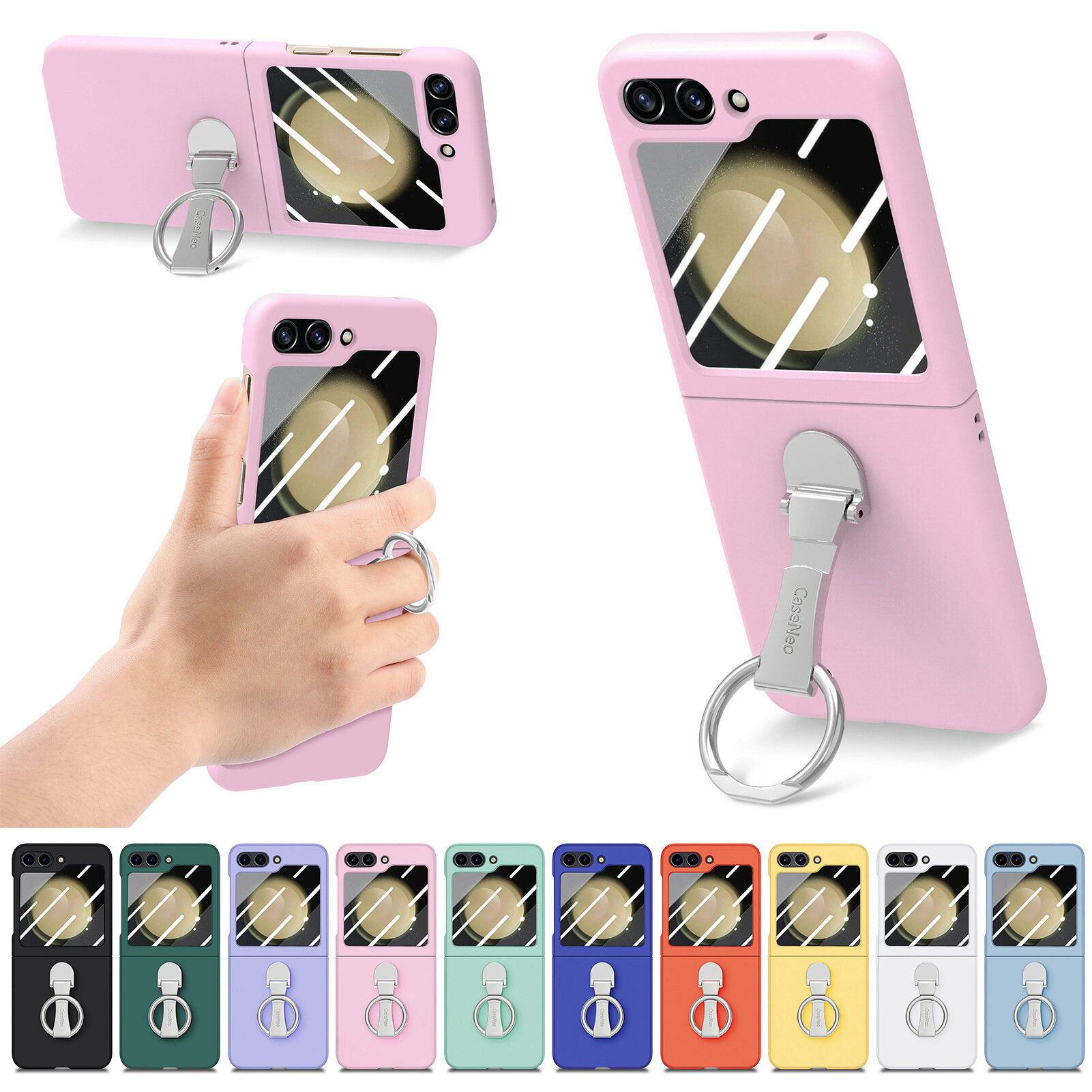 Rakuten - Galaxy Z Flip5/Flip4 リング付きマットケース ‧ 360°回転スタンド機能 ‧ 指紋防止マット質感 ‧ 薄型軽量TPU耐衝撃設計 ‧ シンプルカラー展開 ‧ 折りたたみ専用フィット保護カバースマートフォンカバー スマホカバー カワイイ カラバリ 耐衝撃ケース 傷に強