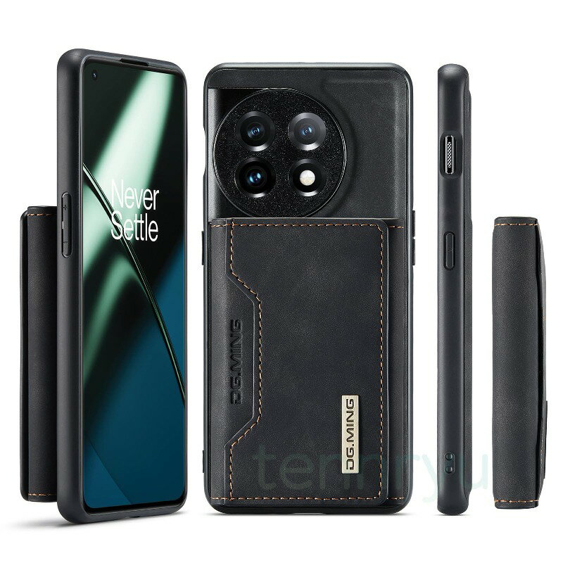 Rakuten - OnePlus 11 ブラックレザー 2in1マグネット分離式ウォレットケース ‧ 8枚カード収納対応 ‧ 高級感レトロPUレザー仕上げ ‧ 強力磁力で金属面吸着OK ‧ キックスタンド搭載 ‧ 360°耐衝撃フル保護 ‧ 財布一体型スマホケース
