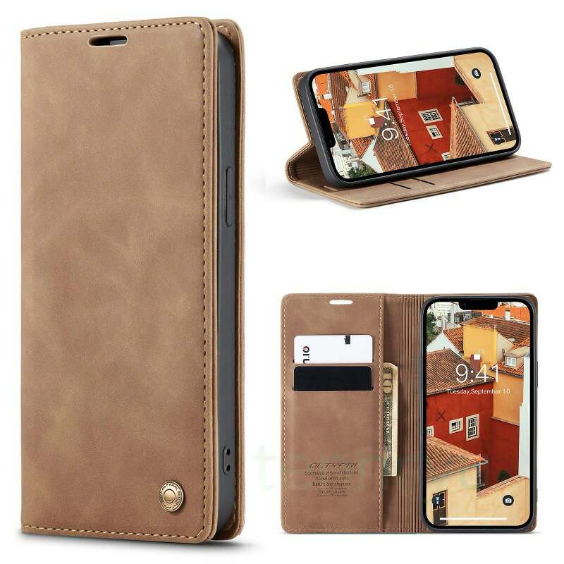 Rakuten - iPhone 15 ケース 手帳型 PU 高級レザー アイフォン15 ケース財布型 マグネット カード収納 全面保護 薄型 耐衝撃 スタンド機能付き 人気 ケース iPhone 15対応 6.1インチ - コーヒー