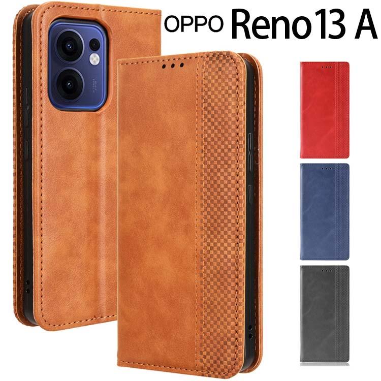 Rakuten - OPPO Reno13 A ケース 手帳 opporeno13a チェック柄 レトロ レザー 手帳型 ケース 北欧風 リノ 13a ポイント消化高級感 おしゃれ かわいい 大人女子 メンズ レディース プレゼント ギフト 人気 ポイント消化対応