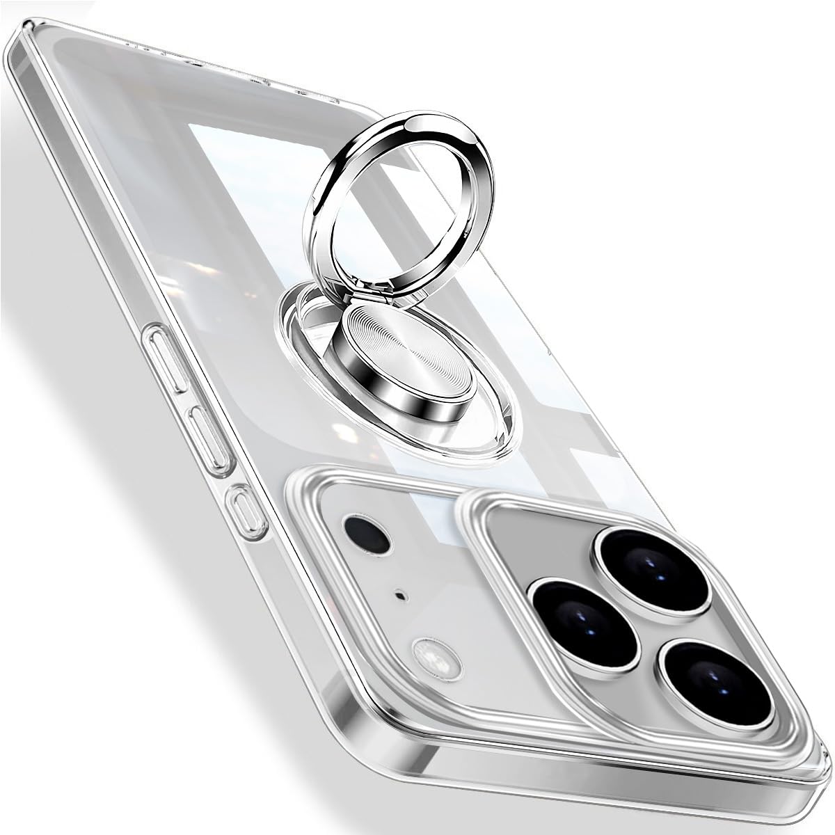 Rakuten - iPhone 17 用 ケース リング iPhone17 カバー クリア スマホケース 透明 耐衝撃 TPU 薄型 スリムスマートフォンカバー スマホカバー カワイイ カラバリ 耐衝撃ケース 傷に強い 丈夫 おすすめ カワイイ オスス 傷つけ防止 スタンド機能 一体型 アイフォン 17 ケース レッド