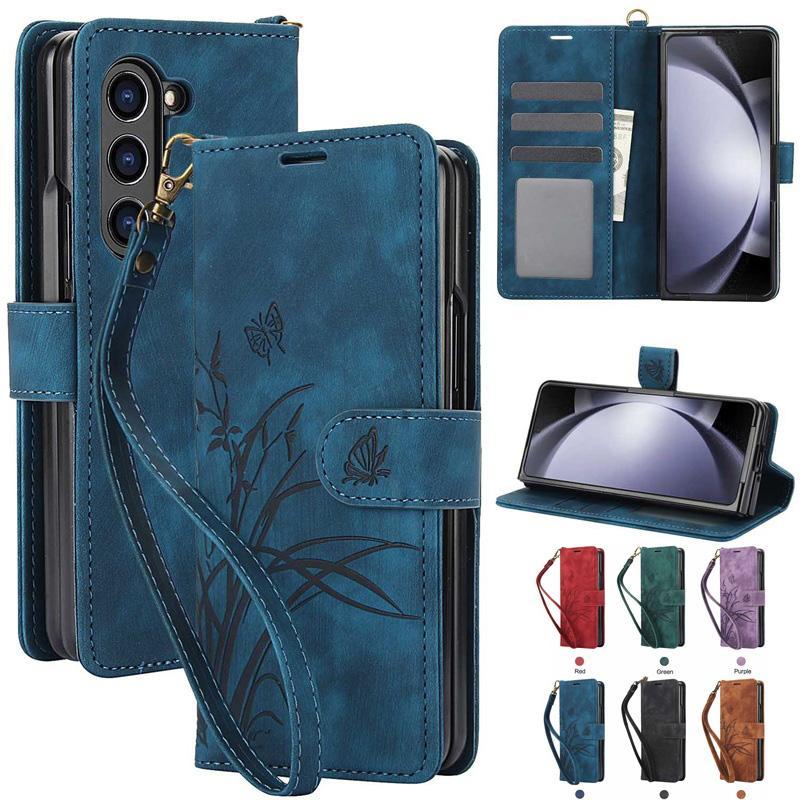 galaxy z fold7 ケース 手帳型 カード収納 ギャラクシー zfold6ケース スマートフォンカバー スマホカバー カワイイ カラバリ 耐衝撃ケース 傷に強い 丈夫 おすすめ カワイイ 財布 ストラップ付 galaxy z fold5 ケース 花柄 蝶 galaxy z fold4 z fold3 ケース 耐衝撃