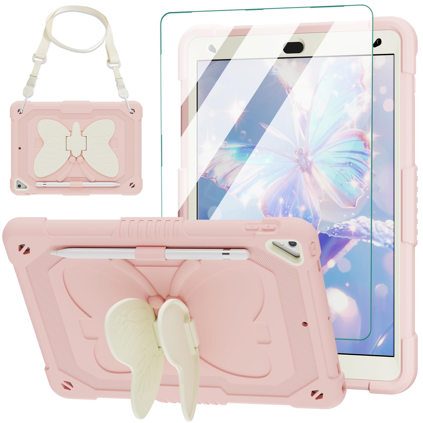 Rakuten - iPad 9世代 ケース 10.2インチ iPad ケース 第7/8/9世代用(2021/2020/2019モデル) 耐衝撃 保護フィルム付き 子供 ペン収納 傷防止 肩掛け アイパッド ケース 第9世代/ 第8世代/第8世代 全面保護カバー 傷に強い 丈夫 おすすめ カワイイ オススメ シンプル 強い
