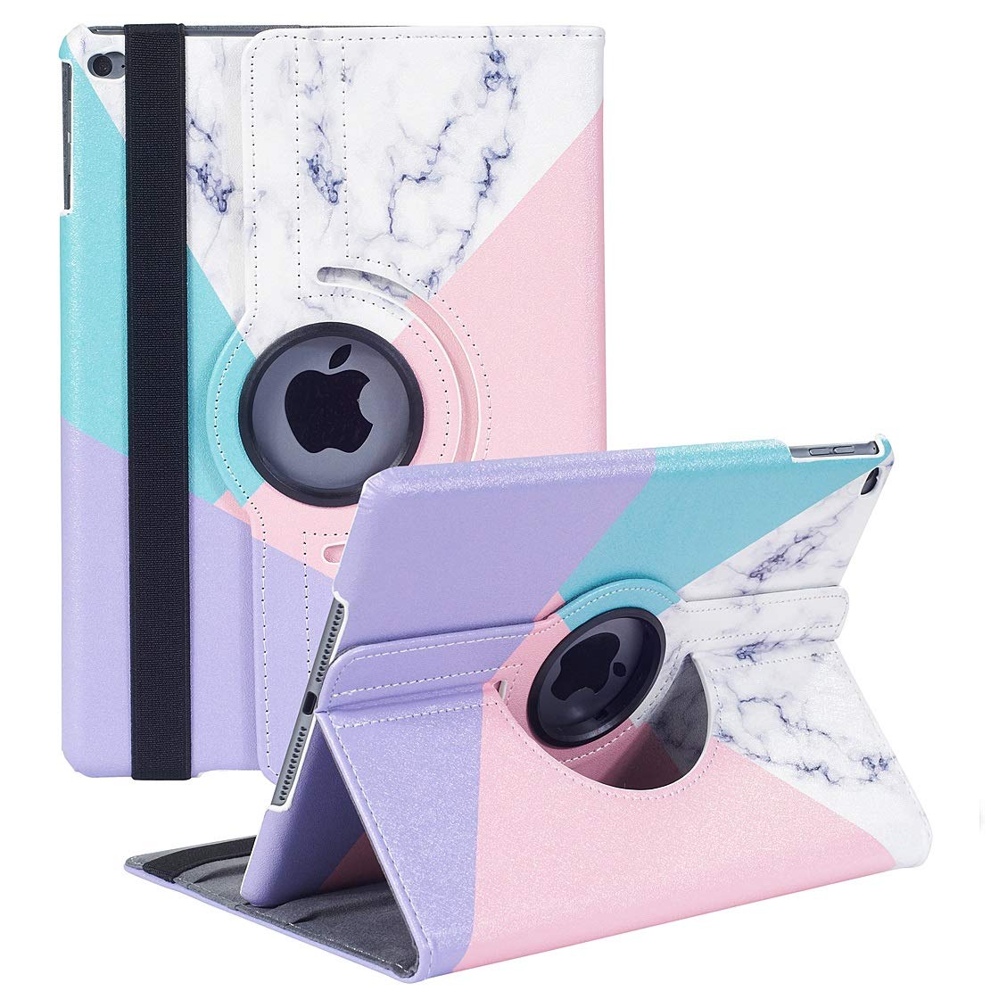 Rakuten - iPad 9.7 2018/2017ケース 新型（Newモデル)/iPad Air/Air2カバー iPad 9.7インチ（第6、5世代）軽量 手帳型 360度回転スタンド オートスリープ機能 3段階調節可能 固定バンド 脱落防止耐衝撃 耐久性 おしゃれデニム生地 (ブラック) シンプル 強い 軽量 薄型 おしゃれ
