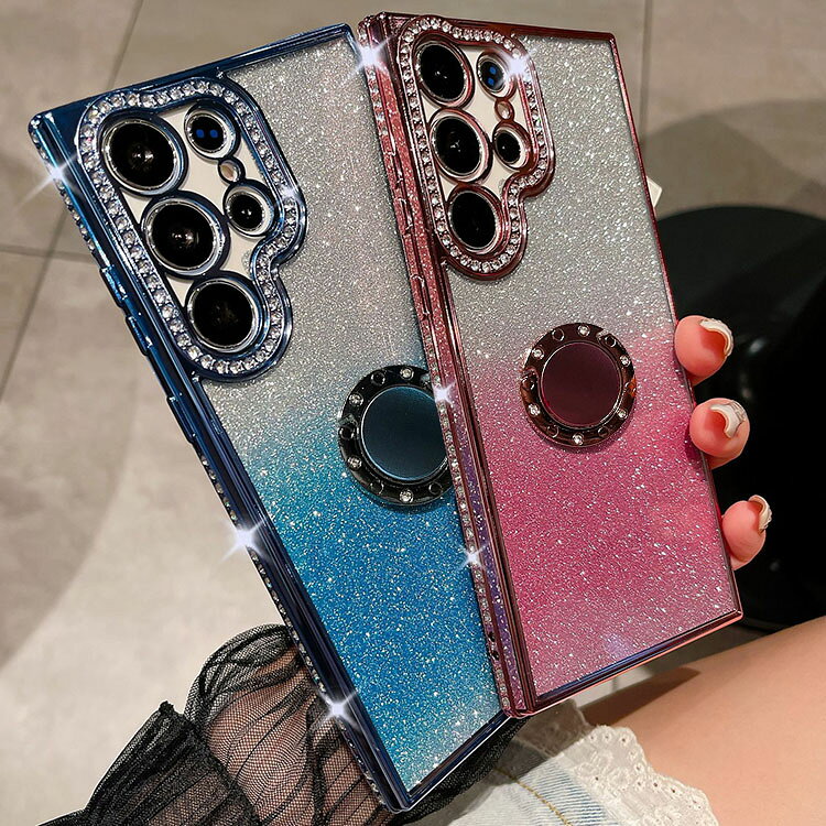 Galaxy S25 ケース カメラ保護あり カバー ラインストーン メッキ TPU ソフトケース 分離型スマホリング付き 傷に強い 丈夫 オススメ スタンド機能ストラップホール付き きらきら かわいい グリッター エレガント S22 S23 S24S25ケースサムスン ギャラクシー tennryu-10000098 tennryu楽天市場店 サンプル画像2