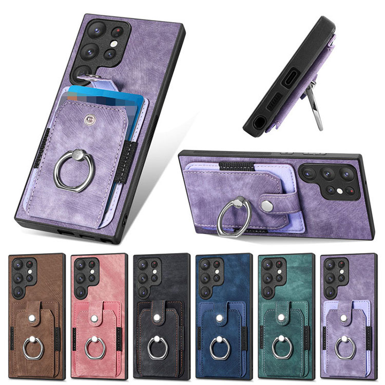 Rakuten - Galaxy S25 ケース S25+/S25 Ultra カバー 耐衝撃 PUレザー カード収納 一体型リング付き スタンド機能 背面レザーケース ストラップ穴 アンドロイド ケース Samsung サムスン ギャラクシー S25/S25 プラス/S25 ウルトラ スマートフォン/スマフォ/スマホケース/カバー