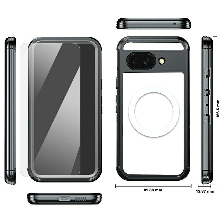 Pixel9a クリア ケース/カバー クリア 背面透明 両面 前後保護 フルカバー Qi充電 ワイヤレス充電 耐衝撃ケース 傷に強い 丈夫 オススメ かわいい 人気 対応 シンプル Google グーグル ピクセル9a アンドロイド おすすめ おしゃれ スマートフォン/スマホケース/カバー - 2