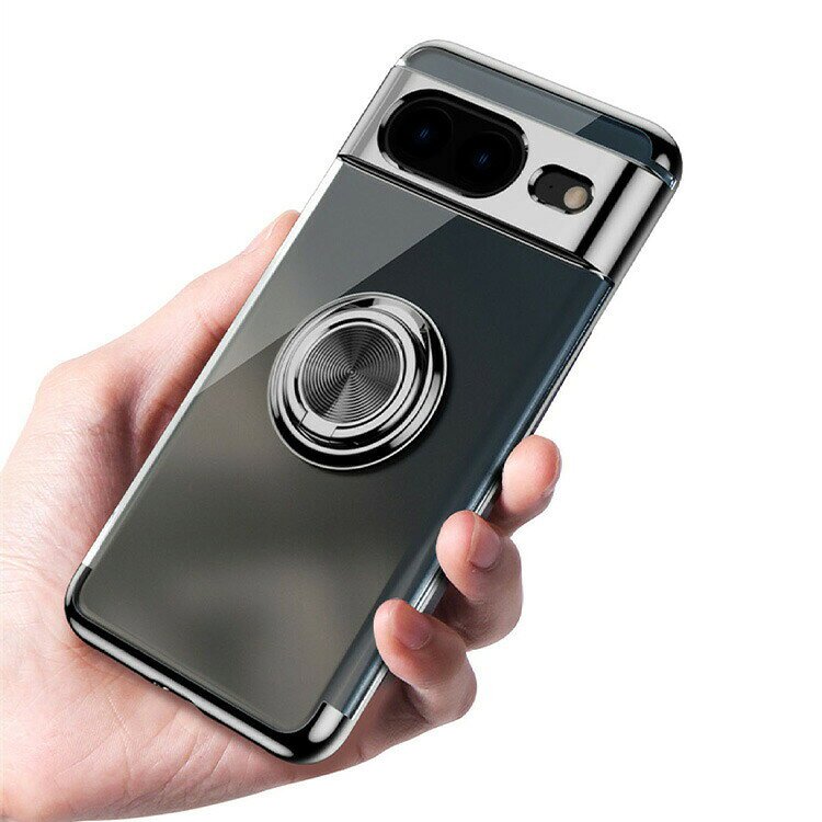 Pixel9a ケース クリア カバー メッキ 透明 シンプル 一体型リング付き マグネット式車載ホルダー対応 ストラップホール付き 傷に強い 丈夫 オススメ かわいい 人気 プレゼント ギフト 背面ケース Google グーグル ピクセル9a アンドロイド スマフォ/スマホケース/カバー - 3