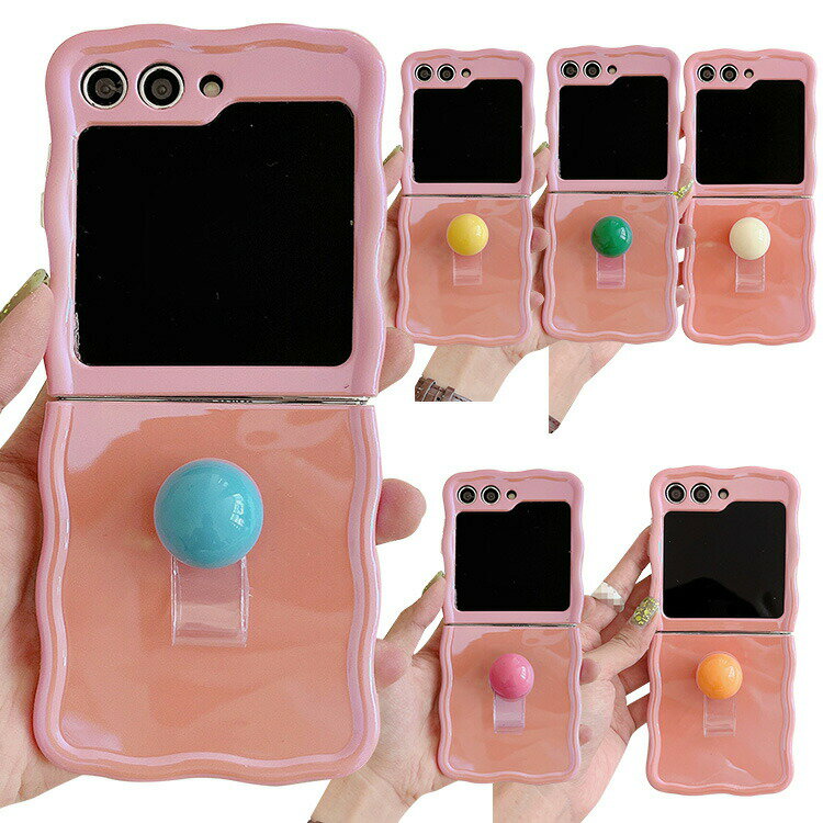 Rakuten - Galaxy Z Flip6 ケース カバー 波状 可愛い エレガント レディース TPU ソフト ケース 持ち手 ベルト バンド付き 落下防止ベルト 片手操作 取っ手 プラスチック ストラップ穴 Samsung サムスン ギャラクシー Z フリップ6 スマートフォン/スマフォ/スマホケース/カバー