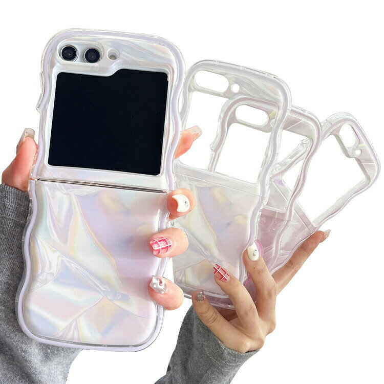Rakuten - Galaxy Z Flip6 ケース / カバー 折りたたみ型 波状 TPU シンプル ストラップ穴 Samsung ギャラクシー Z フリップ6 アンドロイド 可愛い キラキラ お洒落 おすすめ おしゃれ スマートフォン/スマホケース/カバー おすすめ カワイイ オススメ シンプル  プレゼント ギフト