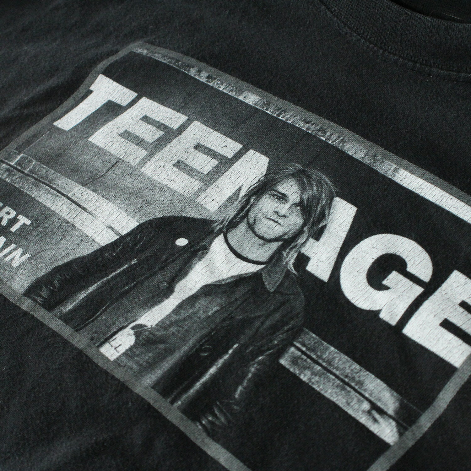 00s VINTAGE TEE Nirvana Kurt Cobain Teenage M&O L ニルヴァーナ 半袖Tシャツ ブラック