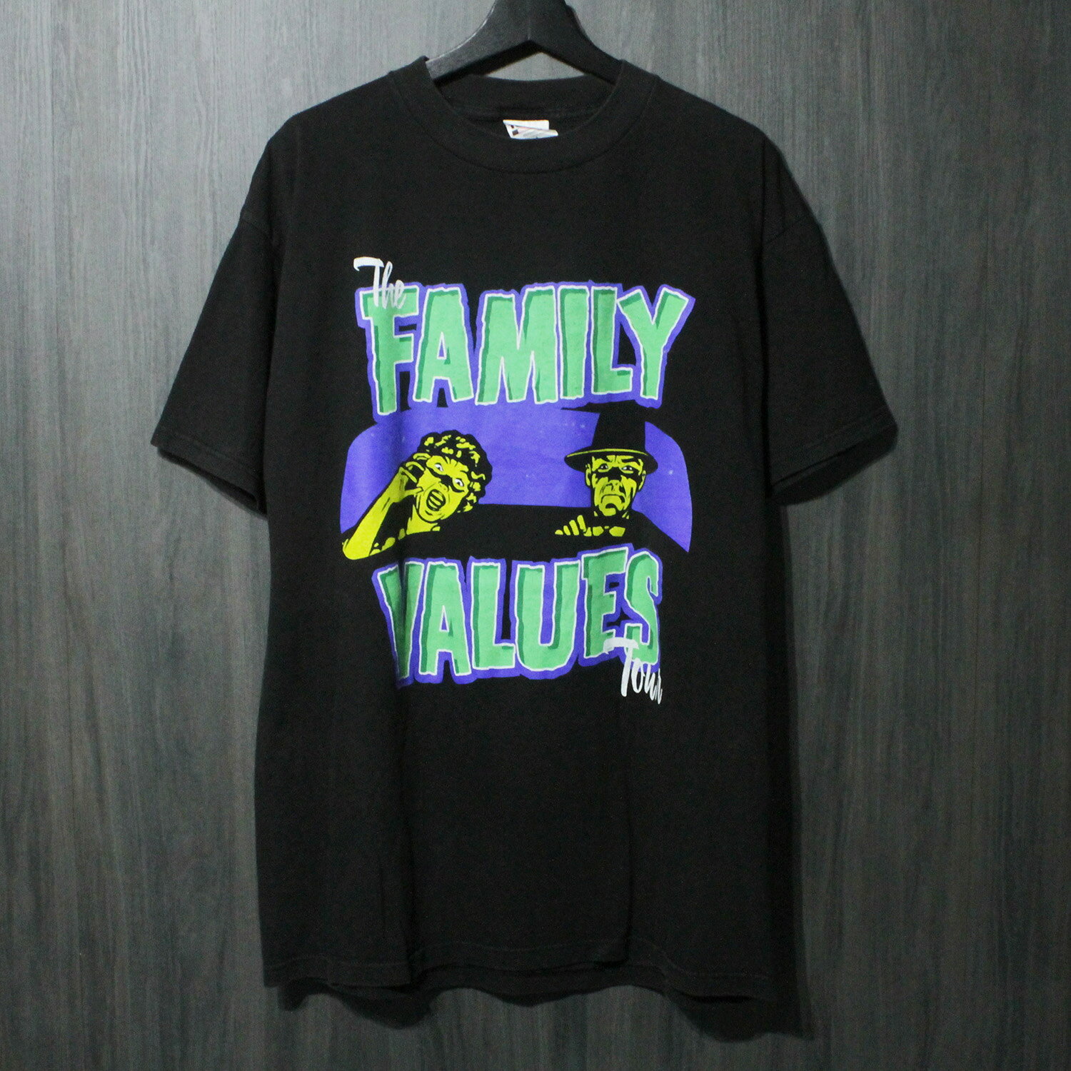 90s VINTAGE TEE The Family Values "1998 Tour " TULTEX XL 価値観半袖Tシャツ ブラック