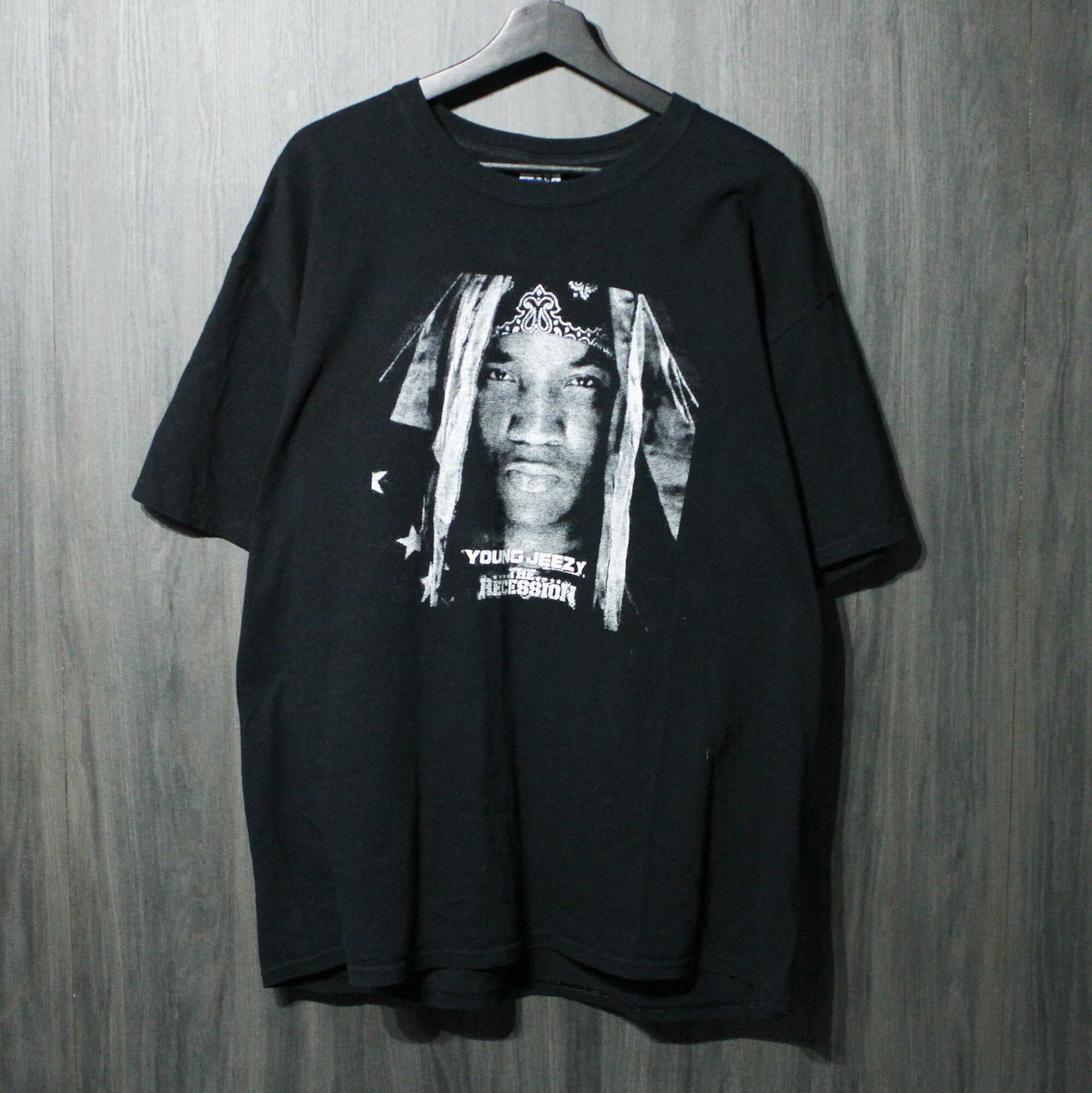 00s VIntage TEE YOUNG JEEZY "THE RECESSION " GILDAN XL ジーズィー 半袖Tシャツ ブラック