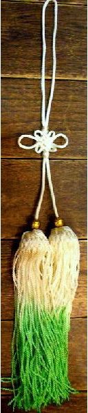 剣穂(けんすい) -太極拳カンフー刀剣用の房飾り50cm(グラデーション白色→緑色)