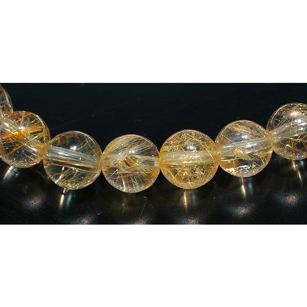 【鉱物】ルチルクォーツブレスレット ゴールドルチル 径7ミリ25玉