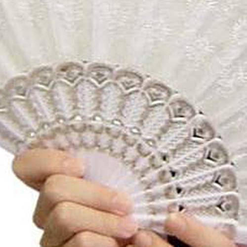 刺繍レース扇子(白色刺繍+白)　スパンコールなし