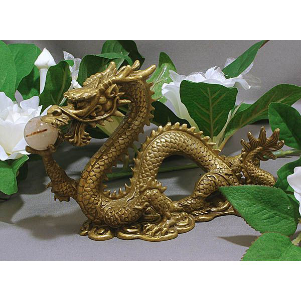 開運 願い龍(雲竜型) 水晶付(金糸水晶20ミリ玉)