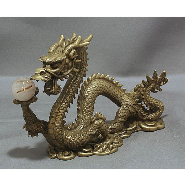 開運 願い龍(雲竜型) 水晶付(金糸水晶20ミリ玉)