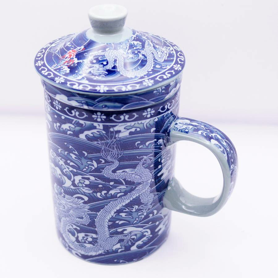 茶漉し付きマグカップ 龍渡海 双龍 【横浜中華街】