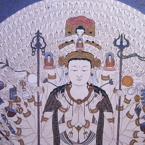 仏画色紙 千手観音菩薩