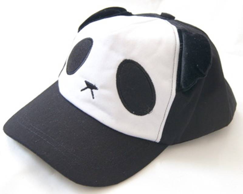 パンダ 大人用キャップ帽子 黒色の商品画像