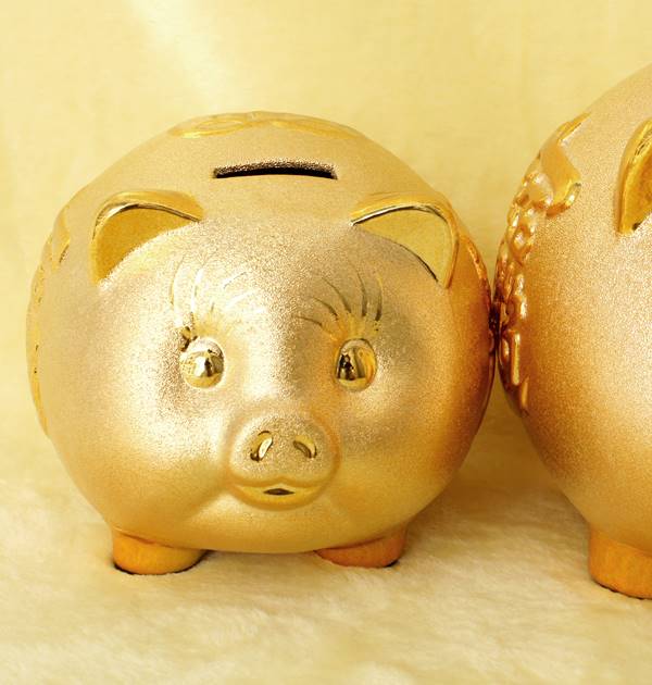 招財進寶・金沙金ブタ貯金箱　6寸