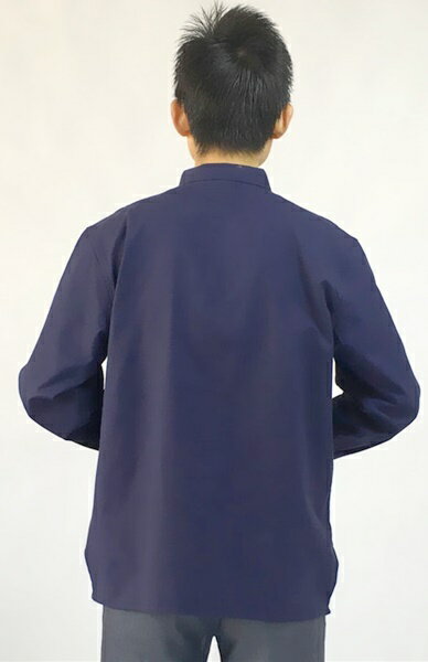 中華・功夫長袖シャツ カンフーシャツ 綿100％ 紺色 3