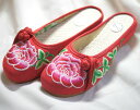 刺繍サンダル(薔薇) 赤