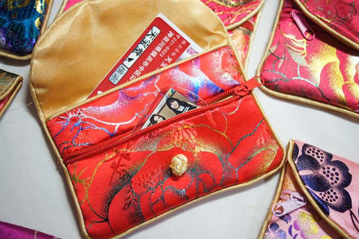 中華柄 サテン地 名刺＆カードケース 2個セット（種類お任せ出荷）