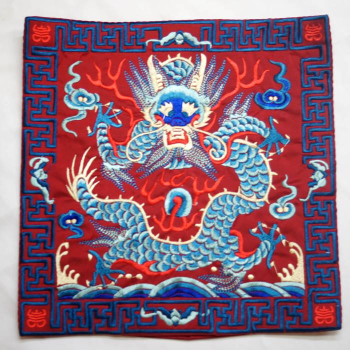 中華 刺繍 マット五爪龍 模様 色柄1
