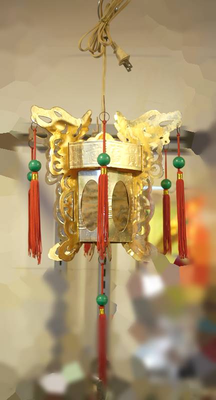 乐天商城 - 宮燈 金色厚紙製 提灯 ランタン 電球＋コンセント付き