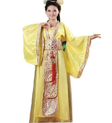 唐装漢服 中華民族服 中国古代宮廷風衣装 チャイナドレス イエロー hhy001 唐装漢服 中華民族服 中国古代宮廷風衣装 チャイナドレス イエロー hhy001