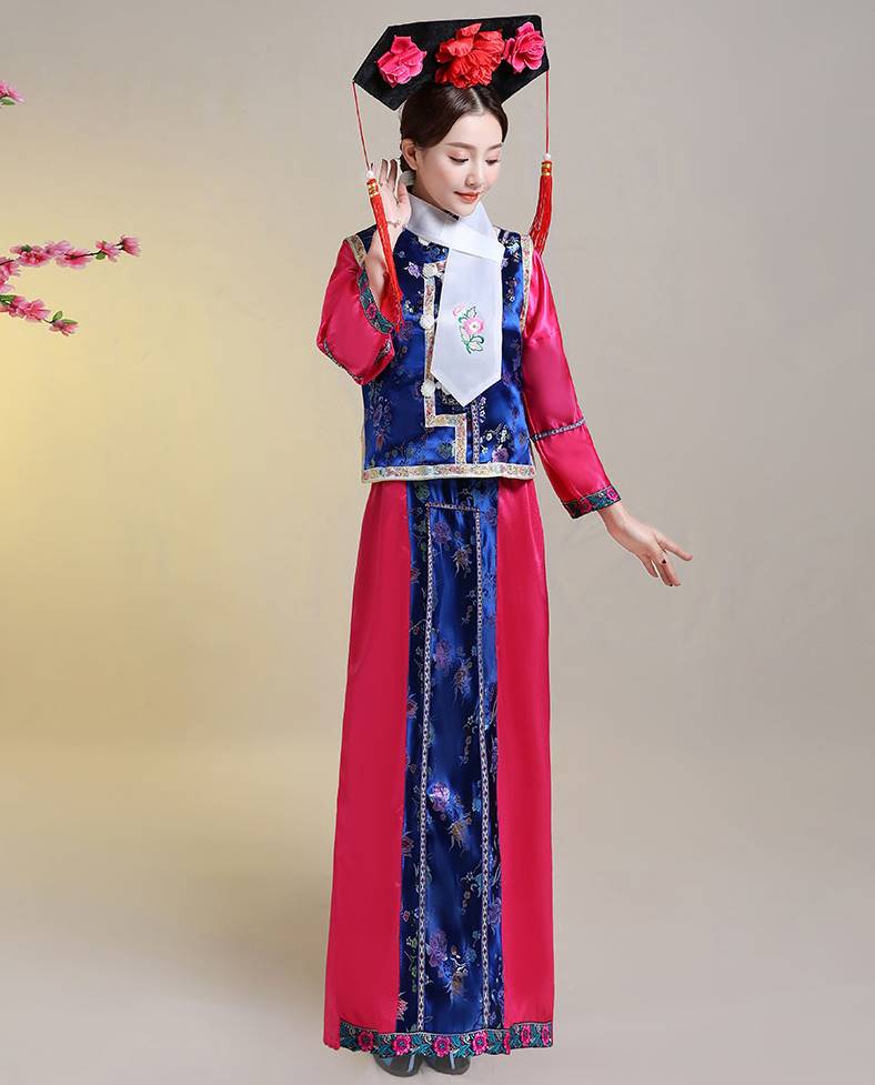 乐天商城 - 中華古装 清朝王妃皇女服 チャイナドレス 髪飾り付き 2サイズ Cタイプ