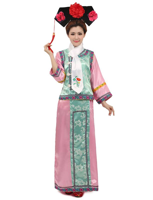 乐天商城 - 中華古装 清朝王妃皇女服 チャイナドレス 髪飾り付き 3サイズ Bタイプ