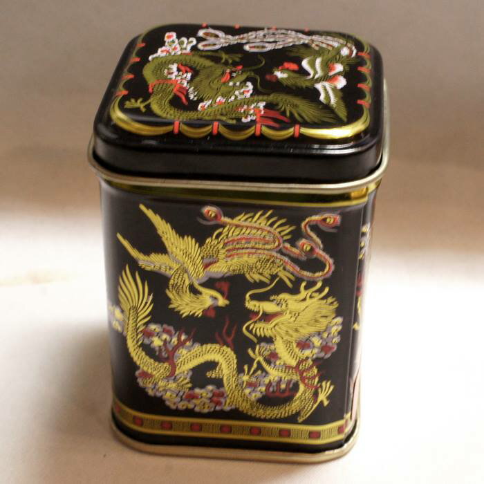 中国 ブリキ製 ミニ茶缶 25g用 吉祥の龍&鳳凰柄 2