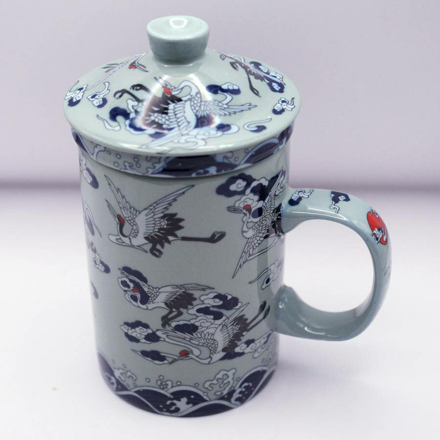 茶漉し付きマグカップ 鶴