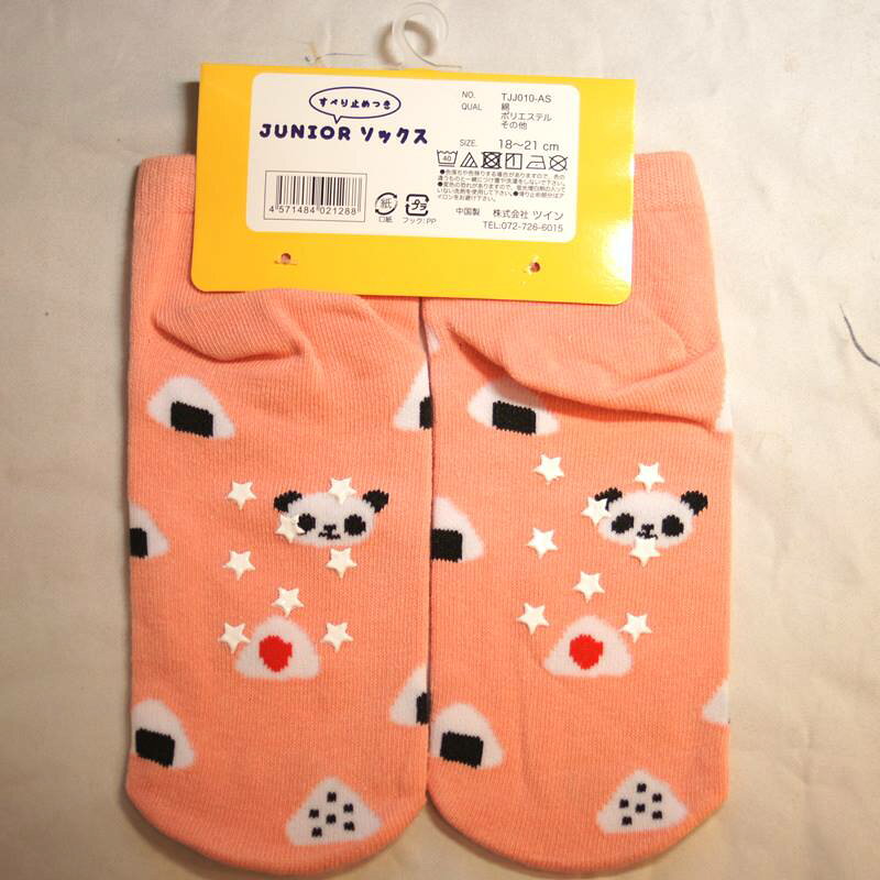 天宝堂のおにぎり パンダ ジュニア ソックス TJJ010-PI｜アングル2