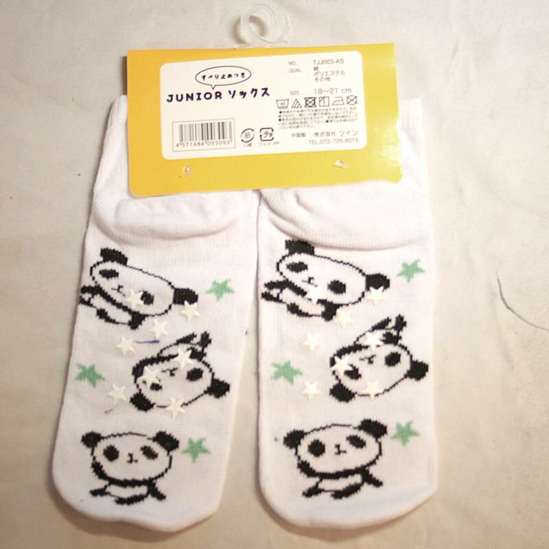転がり パンダ ジュニア ソックス TJJ012-WH