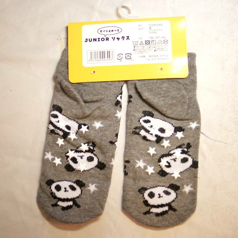 転がり パンダ ジュニア ソックス TJJ012-GY