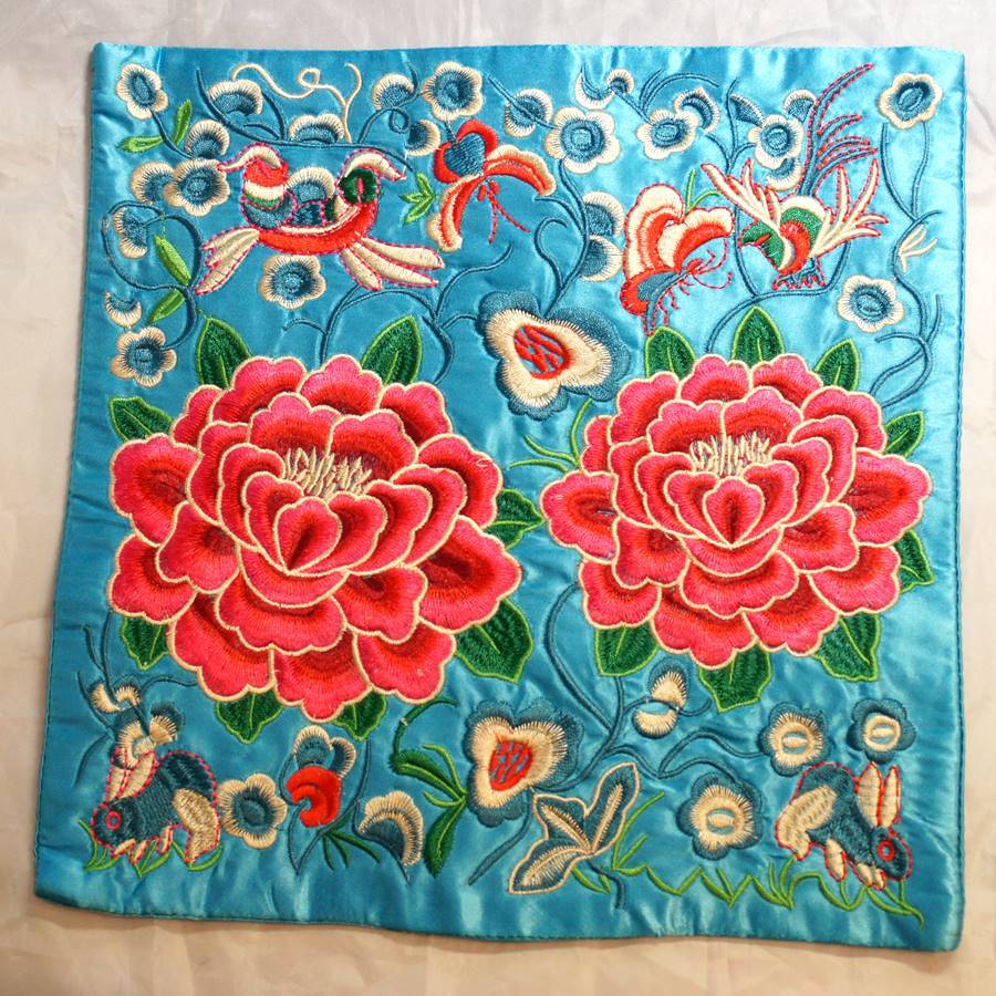 中華 刺繍 マット牡丹柄 模様 色柄2