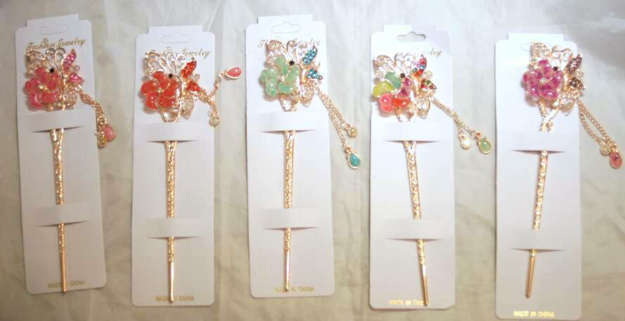 中華 きらきら 蝶々・花等々 かんざし　3本セット