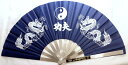 太極拳・カンフー 功夫 武闘 鉄扇子 軽量安価型 鉄扇 双龍柄 青色 専用袋別売(4)