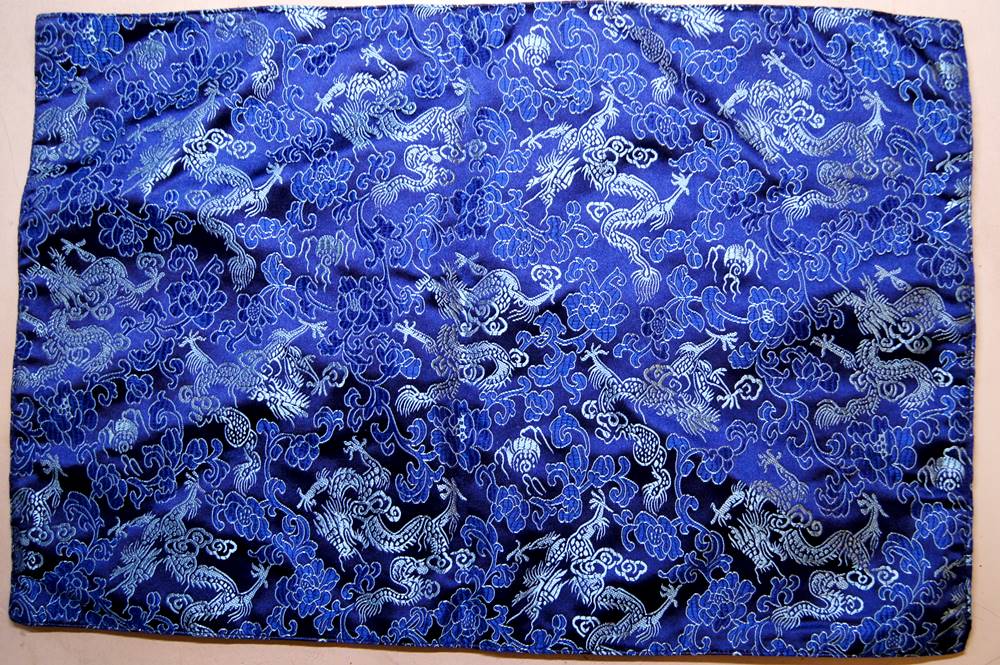 乐天商城 - サテン生地 ランチョンマット 龍柄 紺色 30×45cm