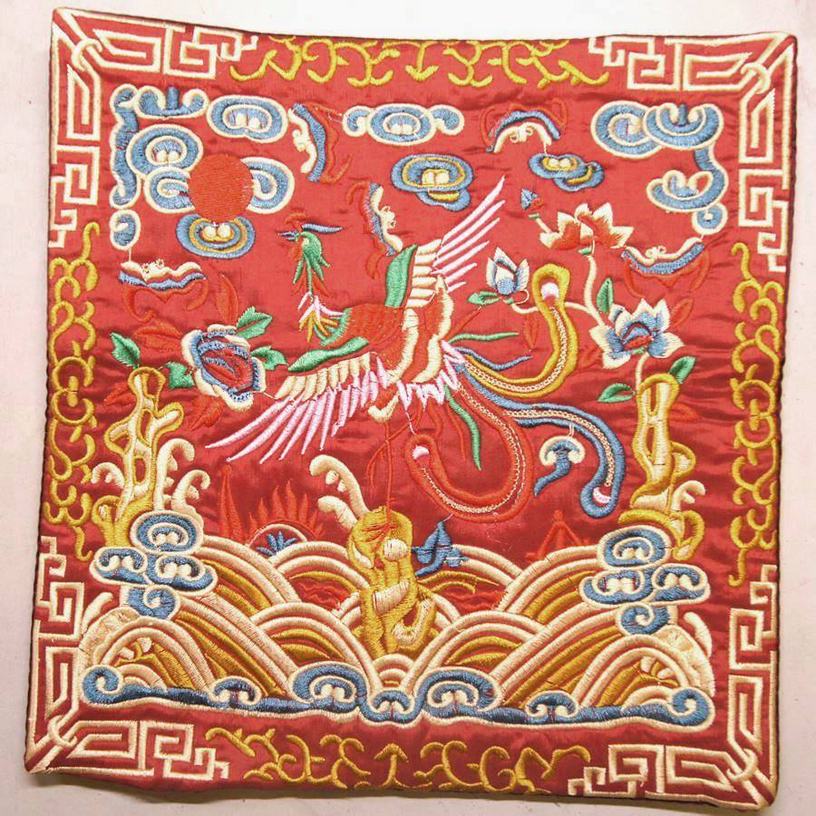 樂天商城 - 中華 刺繍 マット鳳凰 模様 エンジ色柄14