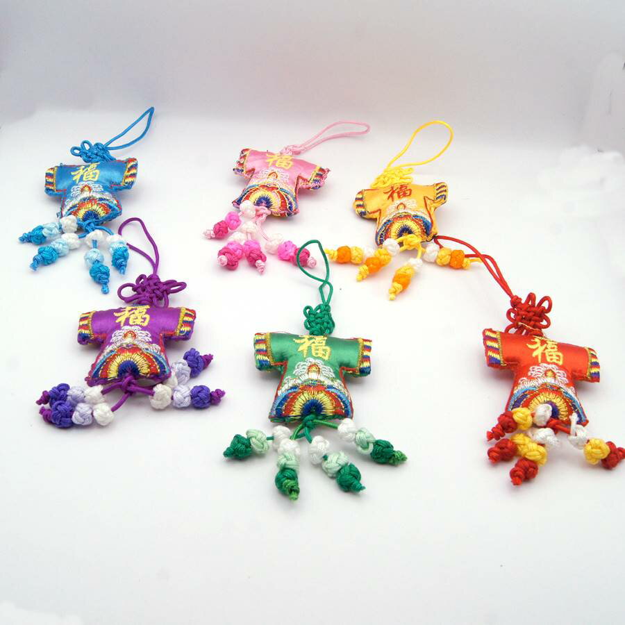 中国アクセサリー 吉祥刺繍根付 漢服 色お任せ2個セット