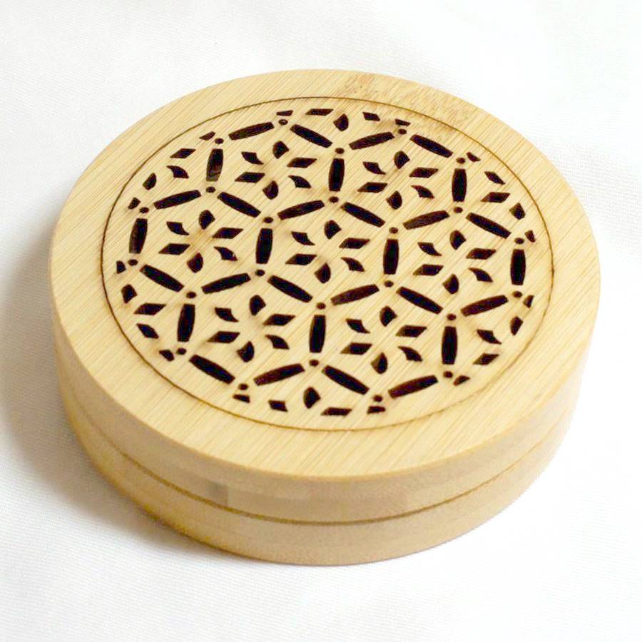 渦巻き香用 竹香炉 古代仏教装飾 円環金輪1