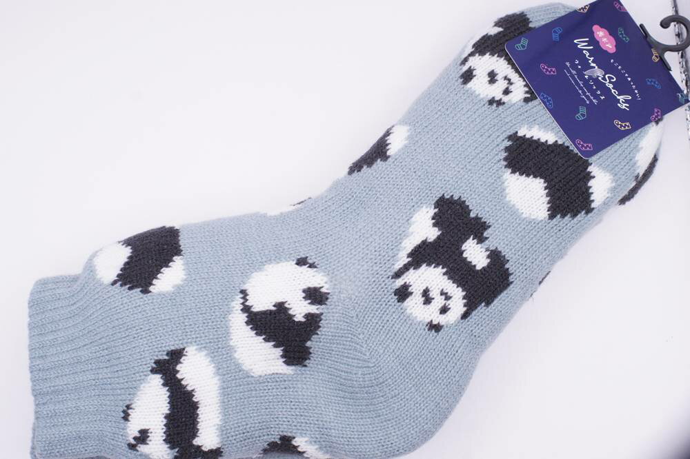 Five-Toed Socks - おむすび パンダ 裏ボア ルームソックス レディース あったか靴下 23-25cm WGS078-BL