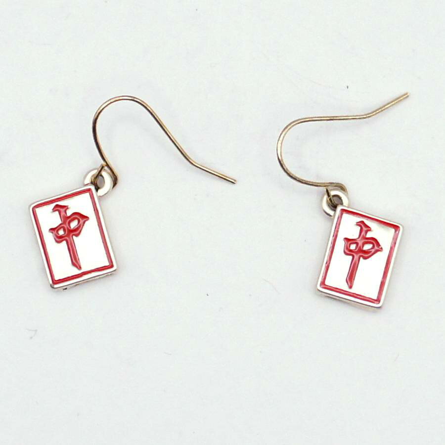 中華ピアス　麻雀牌ピアス「中」　1cm