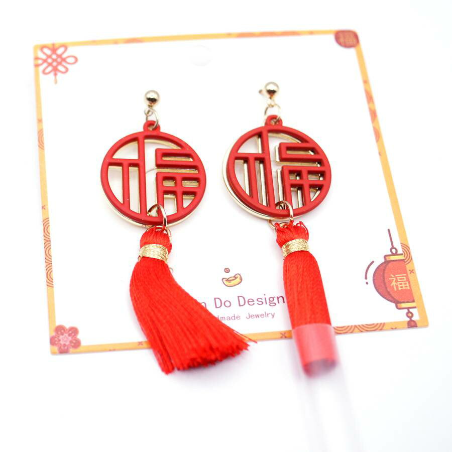 中華ピアス　福ピアス　6.5cm