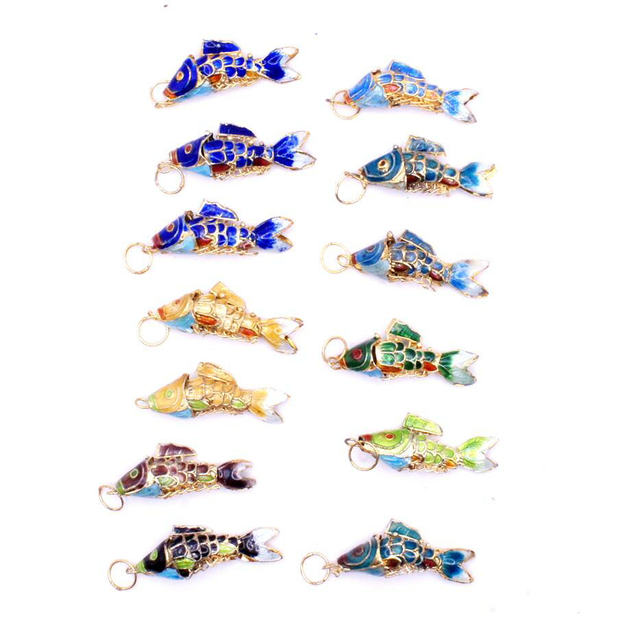 乐天商城 - 七宝 (景泰藍) 小魚A アクセサリー TOPパーツ 5個セット